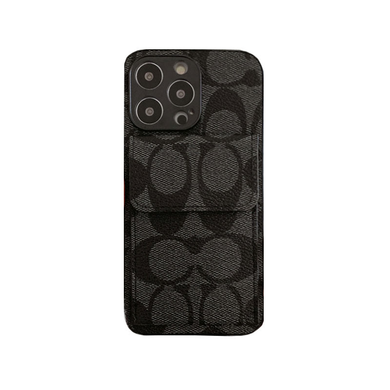 지갑이 달린 Coach iPhone 케이스 다크 브라운-HP240513