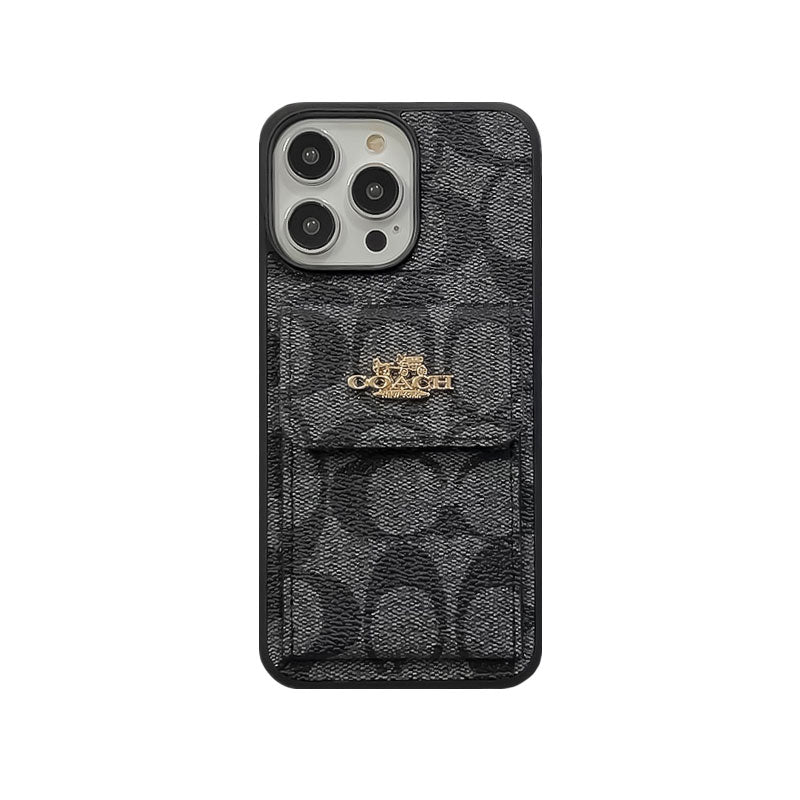 Coach iPhone Case With Card Holder Wallet Coffee -SZK240425