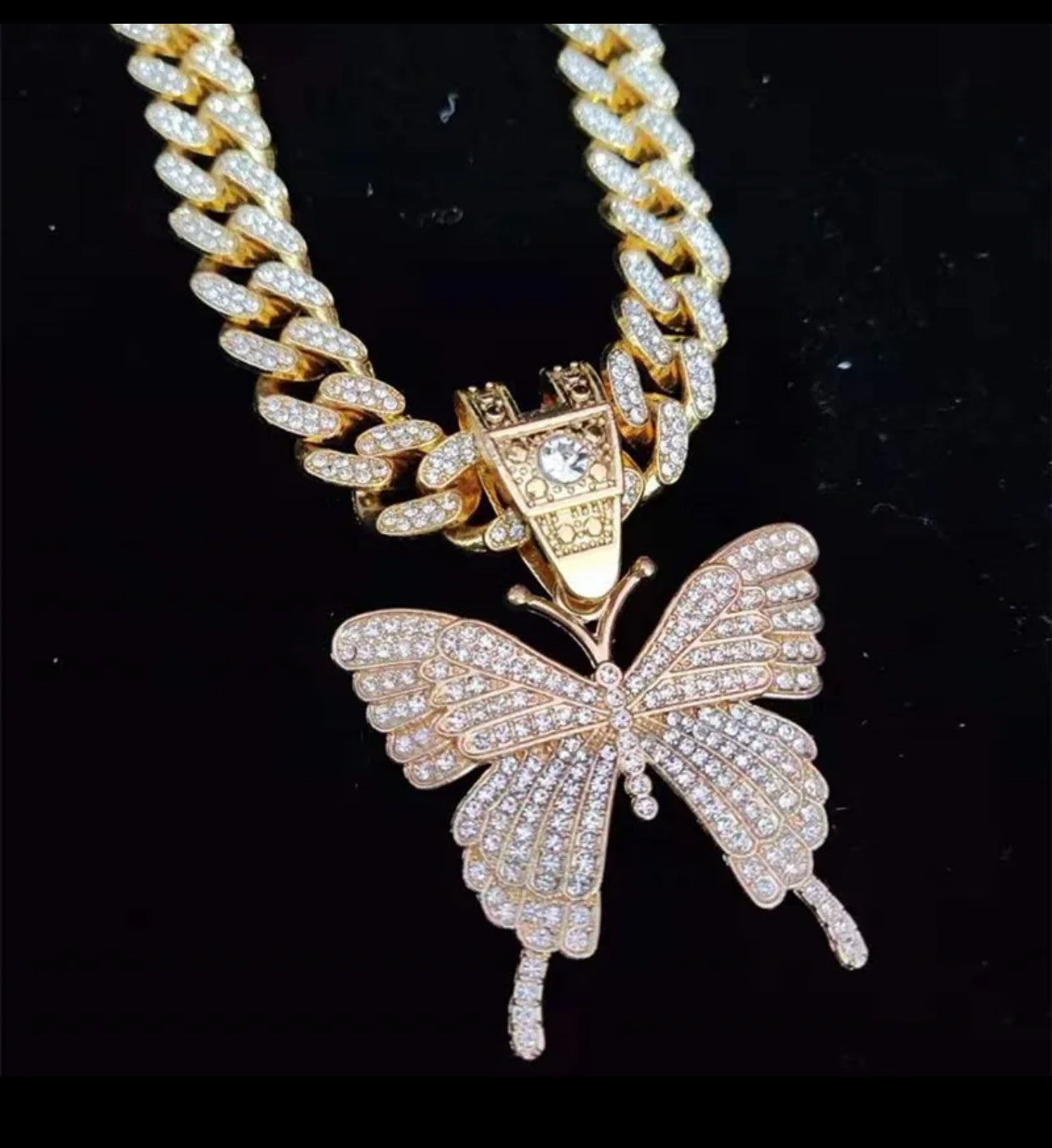 Ice out Bling Butterfly medál nyaklánc