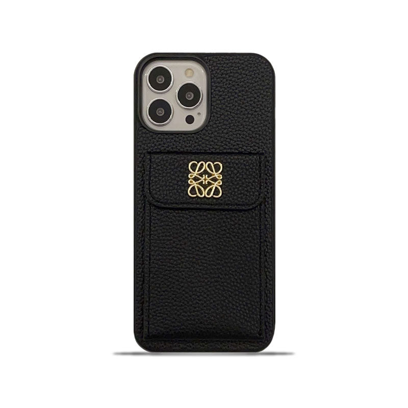 Etui LOEWE na iPhone'a z miejscem na kartę, czarne-QBK240603