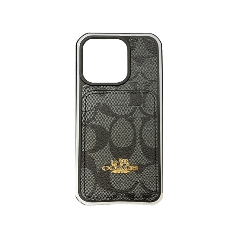 Capa Coach para iPhone com porta-cartões Café -KB241416