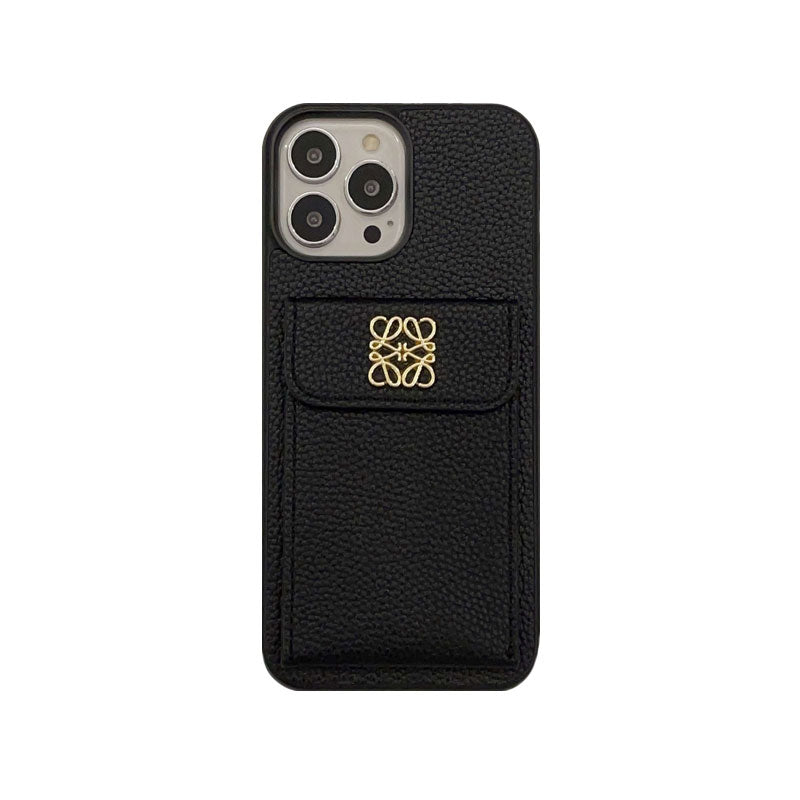 Etui LOEWE na iPhone'a z miejscem na kartę, czarne-QBK240603