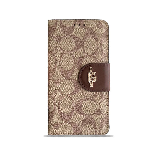 Coach iPhone Fodral Läder Flip Fodral med korthållare Brun-PTK241622