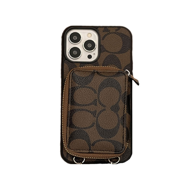 Θήκη Coach iPhone με πορτοφόλι Coffee-LQB241412