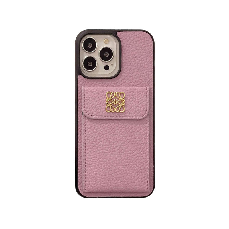 Etui LOEWE na iPhone'a z miejscem na kartę, czarne-QBK240603