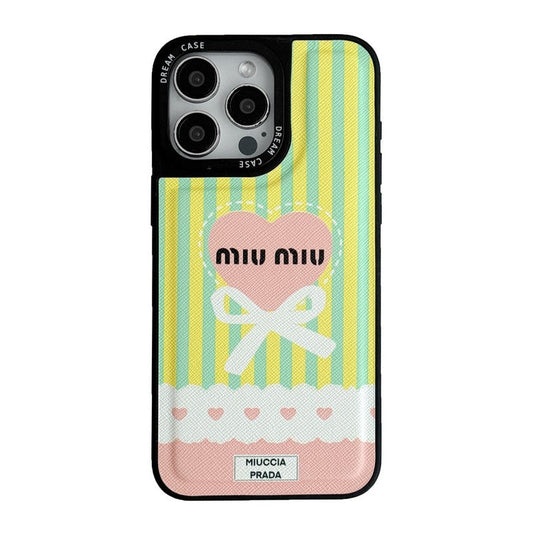 Miu Green & Różowe skórzane etui na iPhone'a