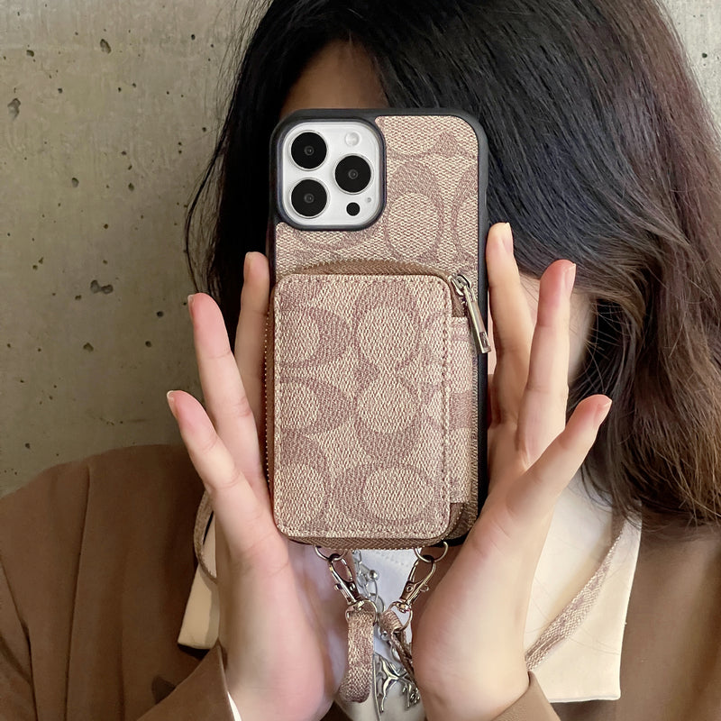 Θήκη Coach iPhone με πορτοφόλι Coffee-LQB241412