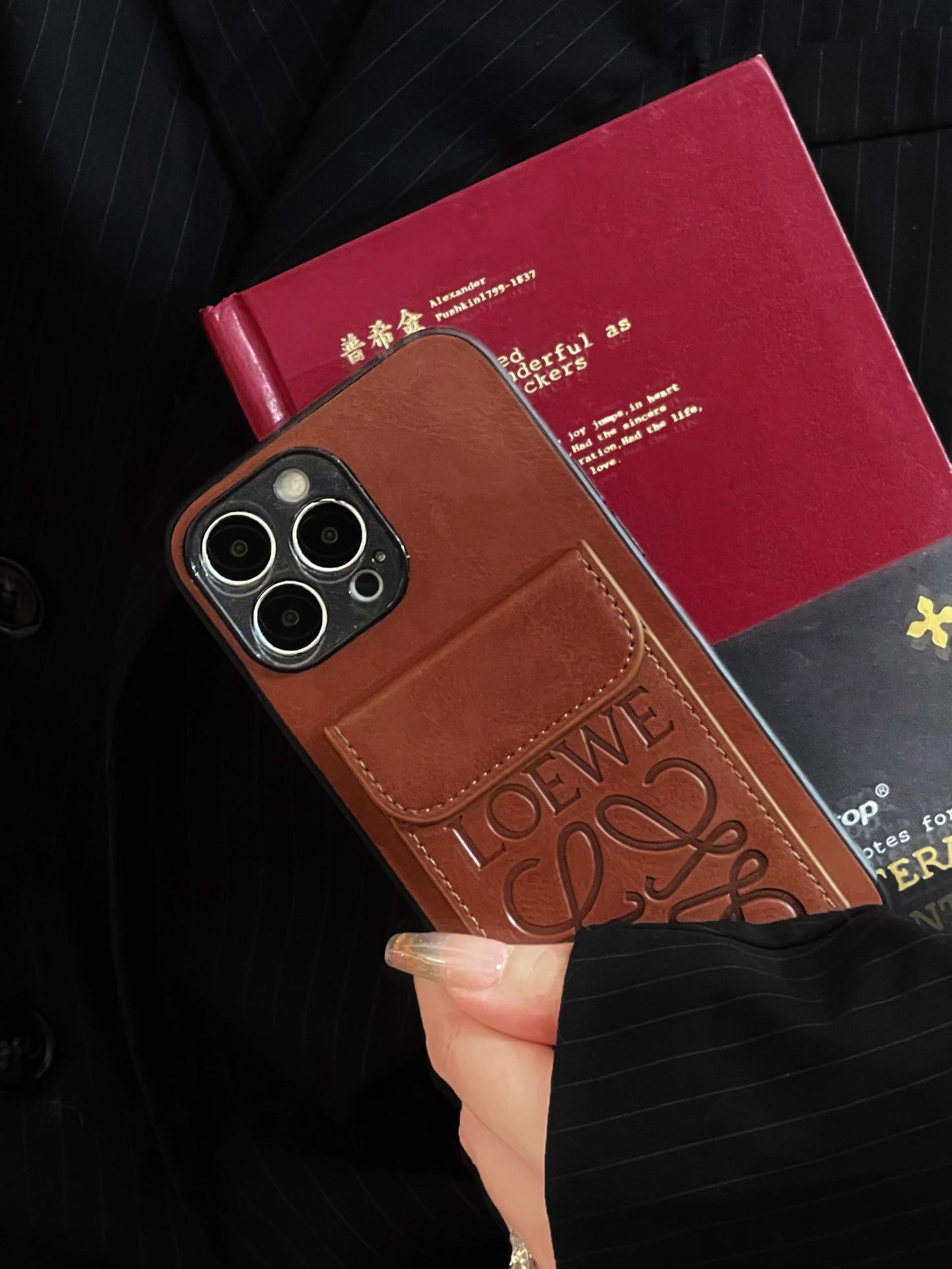 LOEWE iPhone-etui med kortholder Brun-LZP241448