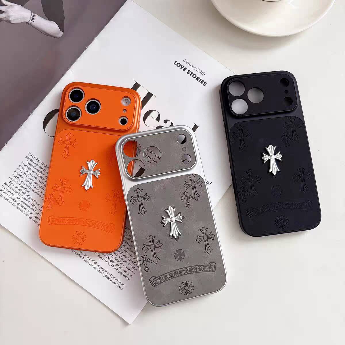Chrome Hearts–Inspired Leather iPhone Case Premium Texture, Slim Protection
