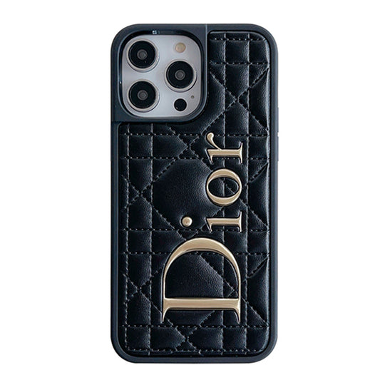 Kožené pouzdro na iPhone s CD se zlatým logem