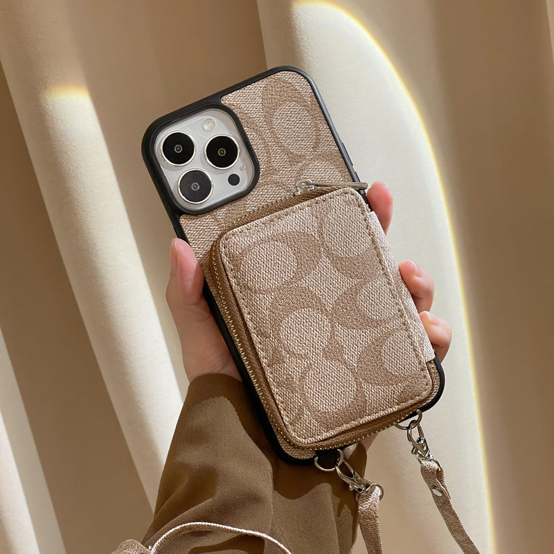 Θήκη Coach iPhone με πορτοφόλι Coffee-LQB241412