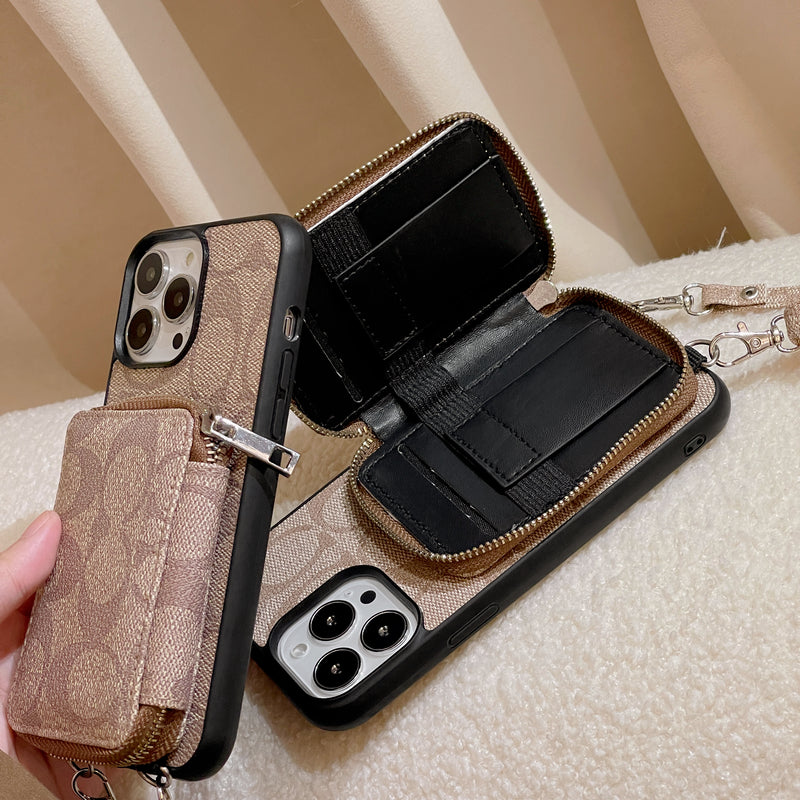 Θήκη Coach iPhone με πορτοφόλι Coffee-LQB241412