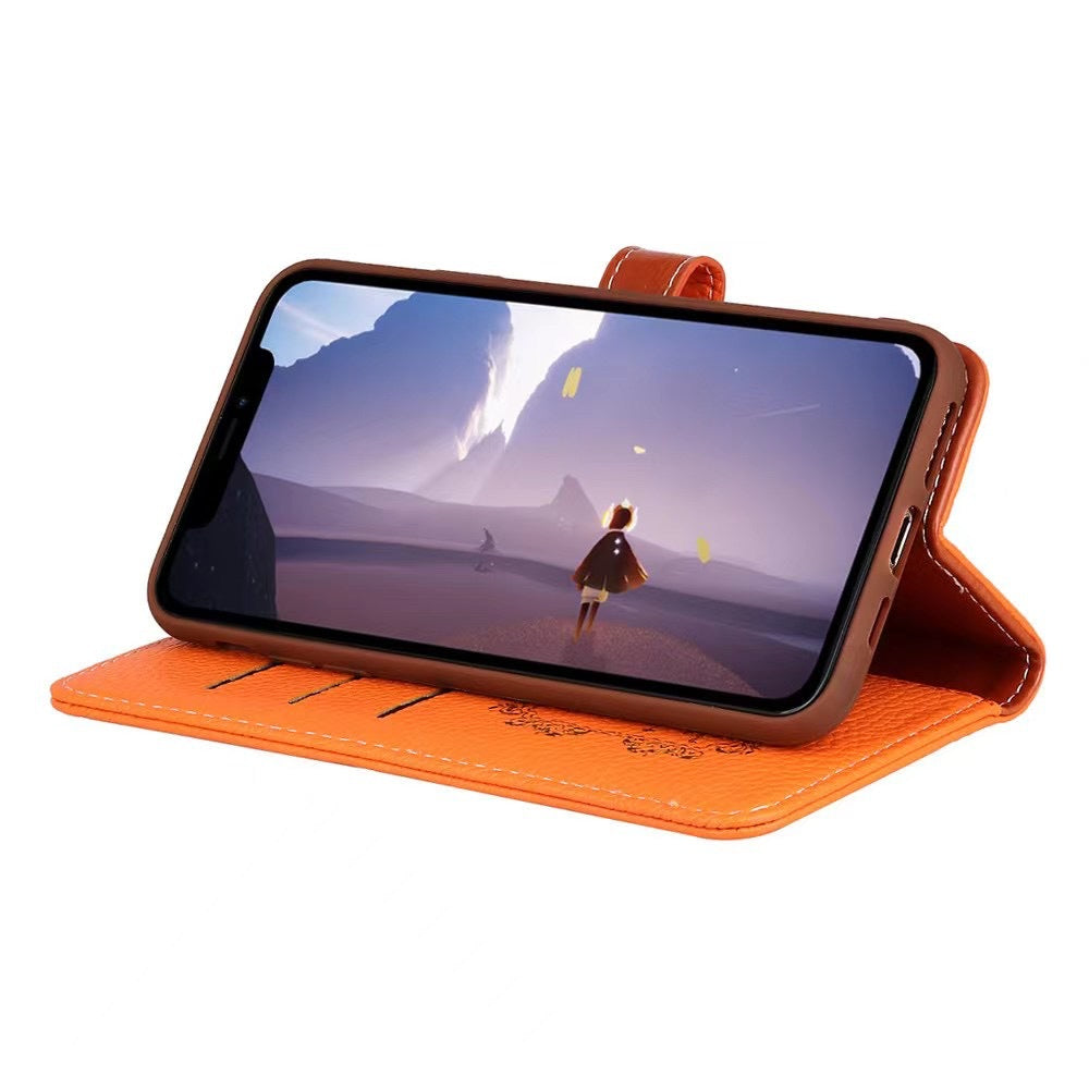 《🧡 Orange Lychee - Leather Phone Case | Wallet Design》