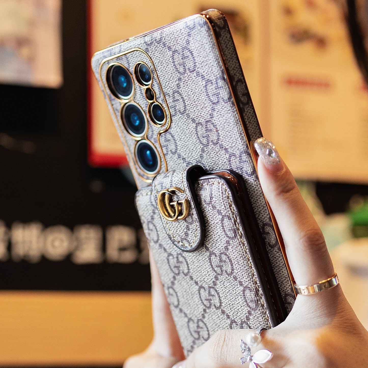 Advanced Leather Samsung Phone Case with Wallet and Strap.