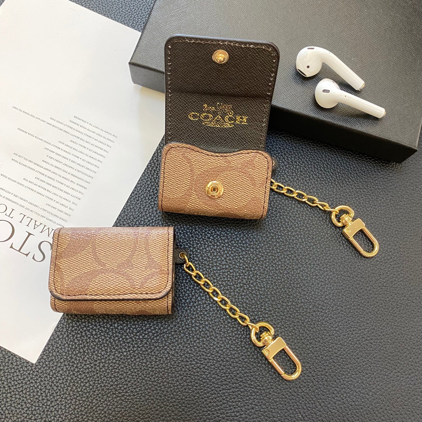 Étuis AirPods Pro Luxury Coach Marron clair-YH240425