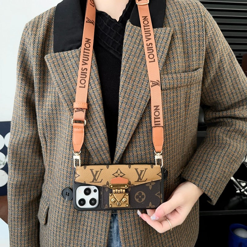 Lou Lock Card Bag Crossbody Chain iPhone Case