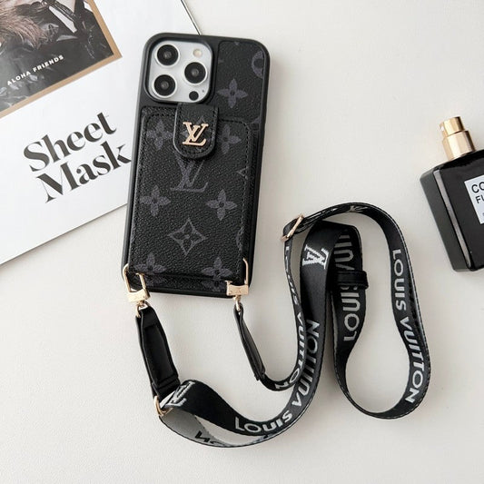 Lou Black & White Crossbody Card Bag iPhone-fodral