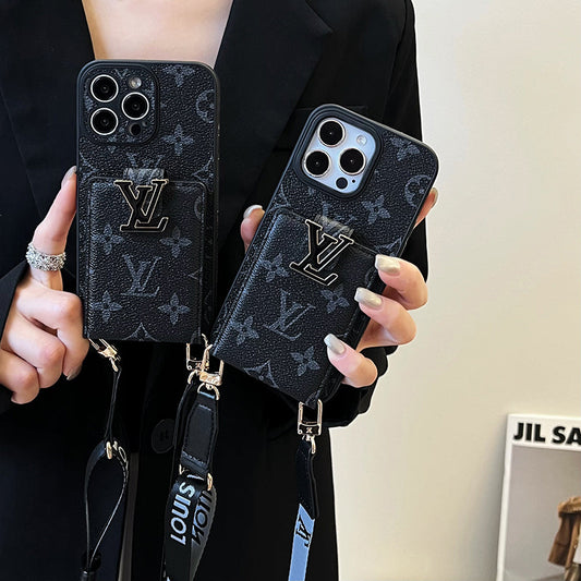 Husa neagra pentru iPhone Lou Card Bag Chain