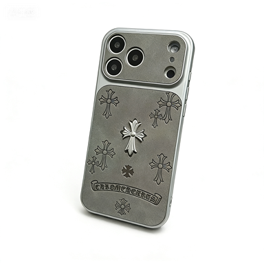 Chrome Hearts–Inspired Leather iPhone Case Premium Texture, Slim Protection