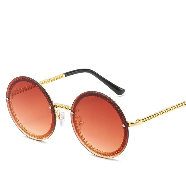 Márka kerek napszemüvegek női luxus keret nélküli női árnyalatok Európában népszerű Ins napszemüvegek lunettes de sol femme