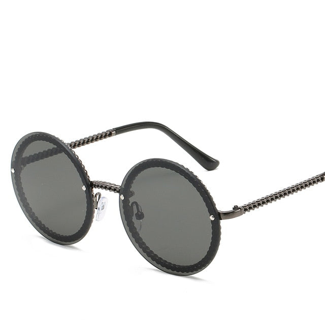 Márka kerek napszemüvegek női luxus keret nélküli női árnyalatok Európában népszerű Ins napszemüvegek lunettes de sol femme