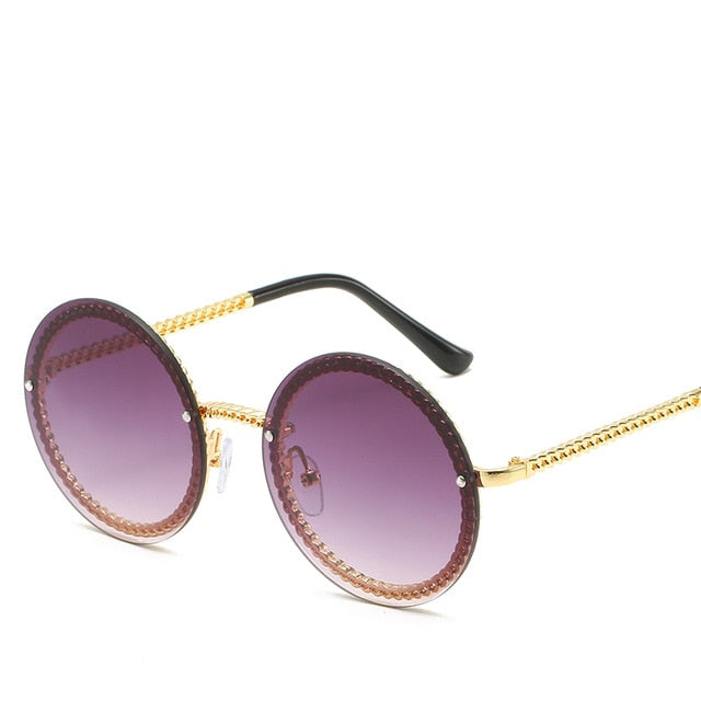 Márka kerek napszemüvegek női luxus keret nélküli női árnyalatok Európában népszerű Ins napszemüvegek lunettes de sol femme