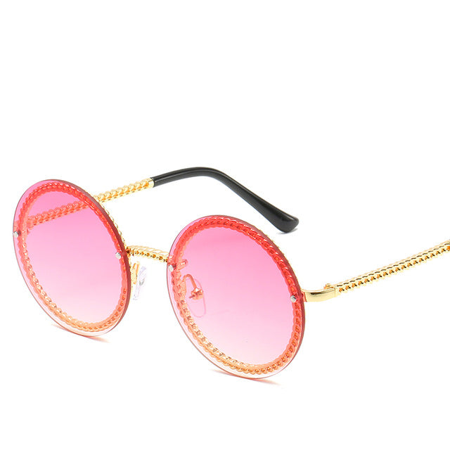 Márka kerek napszemüvegek női luxus keret nélküli női árnyalatok Európában népszerű Ins napszemüvegek lunettes de sol femme