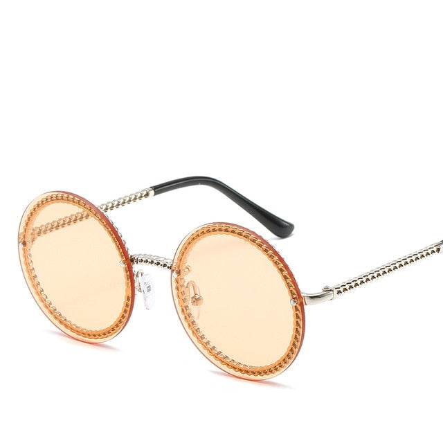 Márka kerek napszemüvegek női luxus keret nélküli női árnyalatok Európában népszerű Ins napszemüvegek lunettes de sol femme