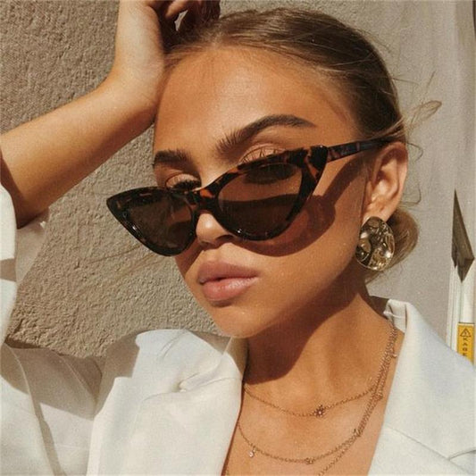 貓眼罩女式時尚太陽鏡品牌女復古復古三角貓眼眼鏡 oculos feminino 太陽鏡性感
