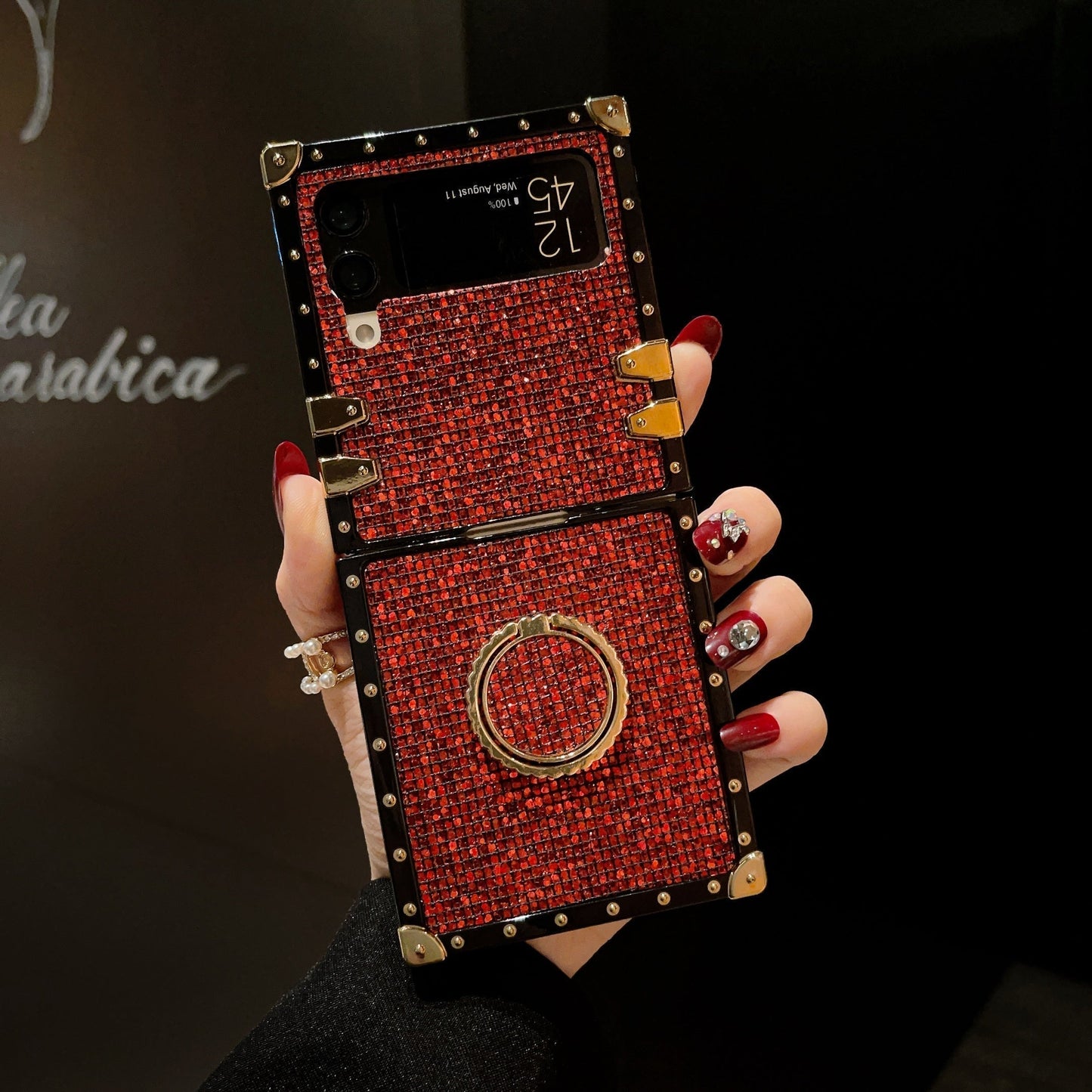 Coque Carrée Samsung Galaxy Z Flip6/5/4/3 5G "Anneau Rubis"