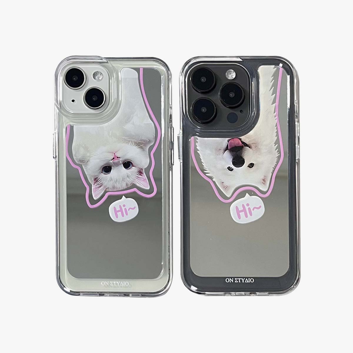 Spegel iPhone Fodral | Par katter och hundar Hej (Köp 2 och få 50 % rabatt på en)