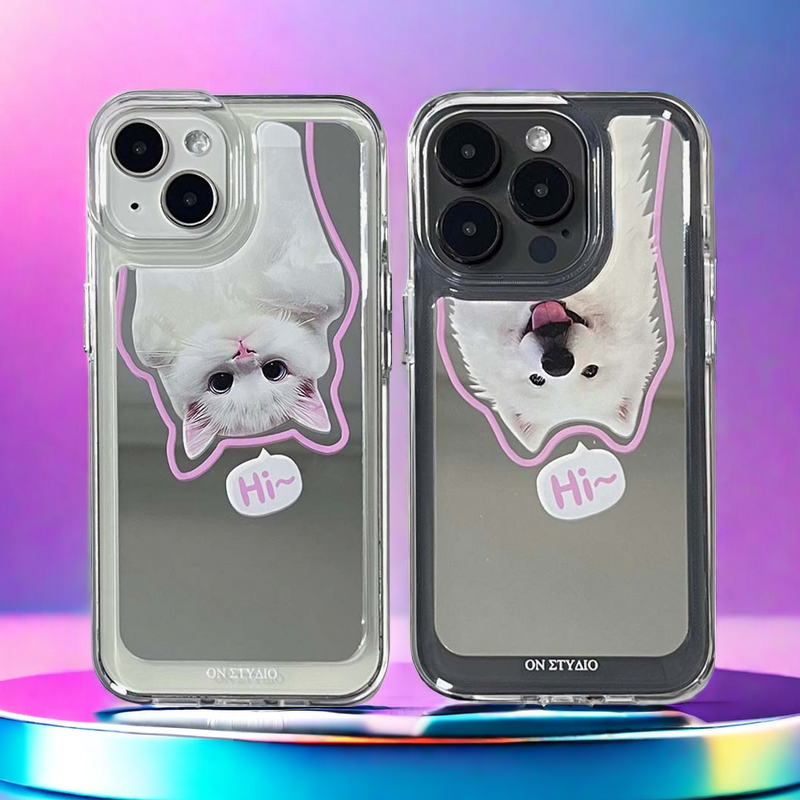 Spegel iPhone Fodral | Par katter och hundar Hej (Köp 2 och få 50 % rabatt på en)