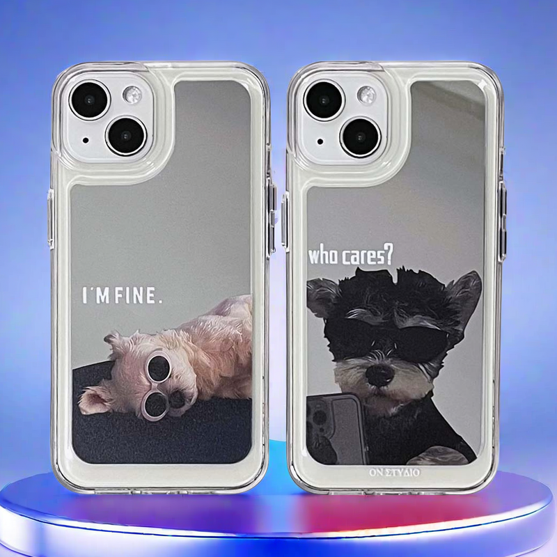 Spejl iPhone etui | Par hunde I Am Fine (køb 2 og få 50 % rabat på én)